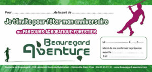 Carte d'invitation anniversaire Beauregard-Aventure